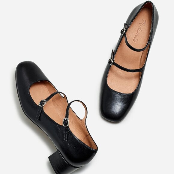 Madewell The Nettie Heeled Mary Jane in True Black, Size 10 - Picture 1 of 11